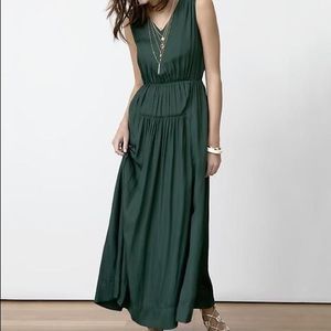 Emerald Silk Maxi Dress Banana Republic
